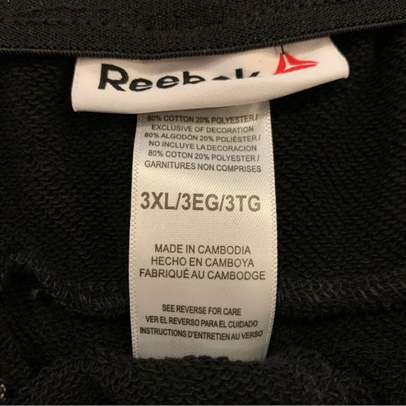 New! Reebok men’s size 3XL lifestyle athletic shorts 10” inseam black cotton - Picture 5 of 6